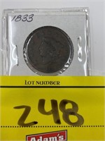 1833 LARGE ONE CENT PIECE