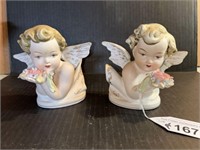 PR VINTAGE FENTON PORCELAIN ANGEL FIGURES WITH