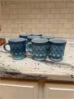 Set of 7 Overproof Anchor Blue Coffee Mugs