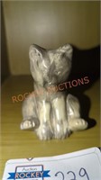 stone hand carved signed dog statue