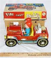 VINTAGE B/O BATTERY OPERATED FIRE CHIEF TOY