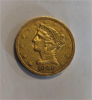 1846 $5 Gold Coin