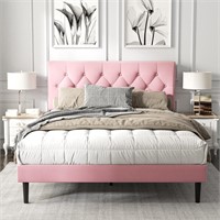 HAOARA Queen Bed  Upholstered  Pink