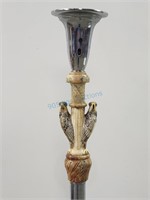 Carved Alabaster Onyx Parrot & Chrome Floor Lamp