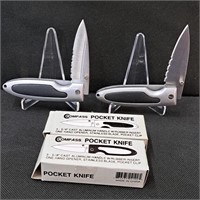 (2) Two N.I.B. Compass Folding Pocket Knives