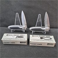 (2) Two N.I.B. Compass Folding Pocket Knife