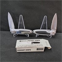 2 N.O.S. Two Compass Folding Pocket Knives