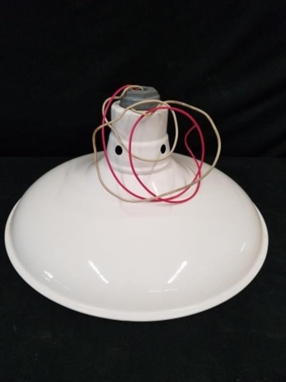 White Metal Hanging Light Fixture, Wired, 16"