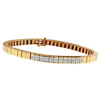 14K Gold Diamond Bracelet with Princess Cut Banded