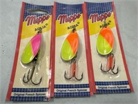 (3) Mepps #5 Neon Aglia Spinner Lures