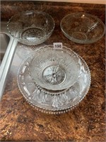 CLEAR GLASS BOWLS, SERVING PLATE