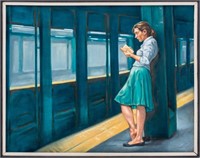 Anthony Santella "Subway Platform" Oil on Canvas