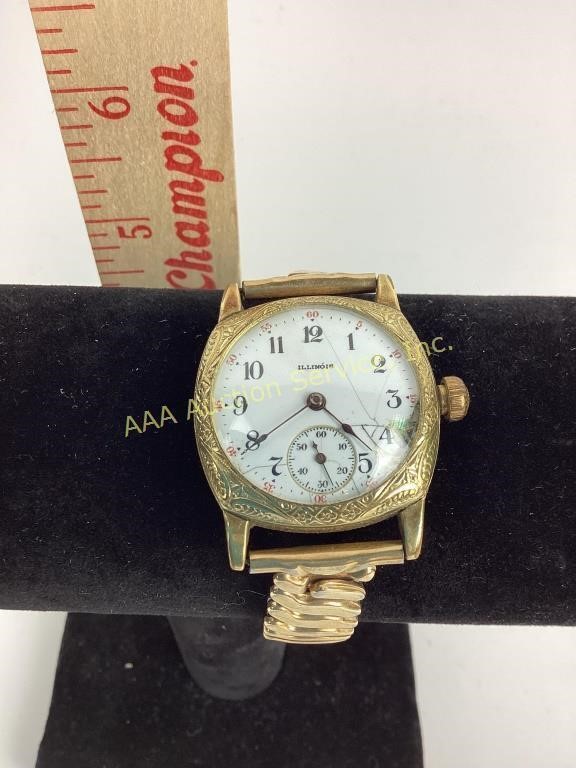 Antique Illinois men’s mechanical wristwatch 17
