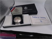 Proof SIlver 1991 USO 50th Anniv Dollar Coin COA