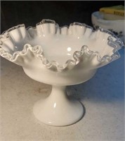 Fenton silver crest compote approx 6 inches tall