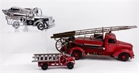 Lot of 3 Fire Trucks Decorative & Bar Set