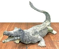 Patinated Bronze Crocodile Sculpture