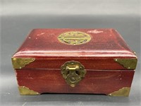 Asian Red Wood Men's Dresser Box w/ Brass