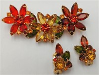 Awesome Julianna 3 Color Flower Pin & Ear Clips