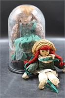 2 ANNE OF GREEN GABLE DOLLS & PLASTIC DISPLAY CASE