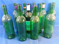 12 green wine bottles
