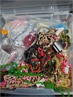 Plastic Tote Full of Jewelry Making Beads &