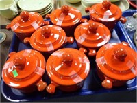 CALIFORNIA POTTERY COVERED SOUP BOWLS