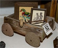 stone wheeled wagon & contents