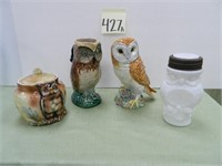 (4) Owl Pieces - Majolica Pitcher, Beswick Figure,