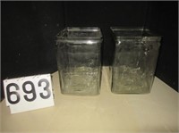 2 Exide glass containers