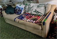 67" Tweed Sleeper Sofa. Items On Top Not