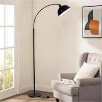 Tall Black Arc Floor Lamp  Adjustable Shade