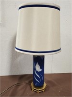Brass & Porcelain Blue Butterfly Lamp DAV Art New