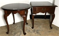 Ethan Allen Side Table with Drawer & Oval Side