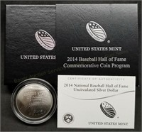 2014 US Proof Silver Dollar - Baseball HOF Curved