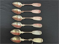 5 Coin silver tea spoons by Newell Madison,