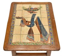 FIGURAL TILE-TOP SIDE TABLE, STYLE OF TOMAS LUCANO