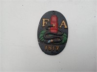 Cast Iron Firemans Association Plaque MINIATURE