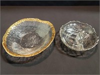 Divided Candy Dish with Silver Overlay & Bowl