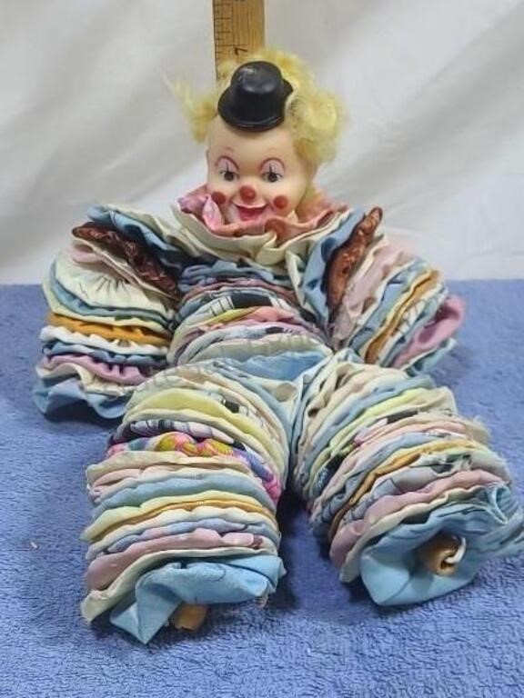 Vintage handmade quilt clown. 13ins
