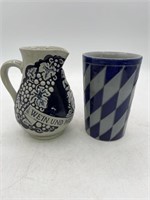 Vintage German salt, glaze, pottery, cobalt, blue