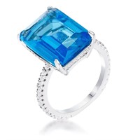 Emerald Cut 15.00ct Blue & White Topaz Petite Ring