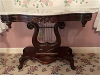 Victorian Style Mahogany Harp Lyre Console Table