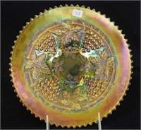 Grape & Cable 9" plate w/BW back - marigold