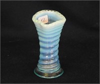 Ribbed Spiral 4" miniature vase - blue opal
