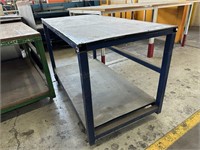 Plate Topped Mobile Assembly Bench Approx 2m x 1m