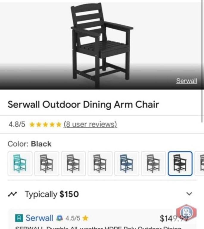 5 pcs; Serwall Outdoor Dining Arm Chair