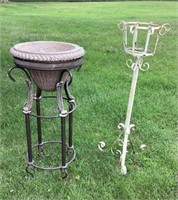Two Iron Plant Stands, 36"&40 1/2" tall