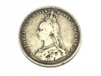 1887 Great Britain Shilling .925 Silver KM 761