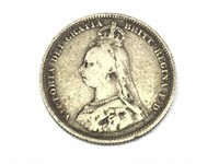 1887 Great Britain Shilling .925 Silver KM 761